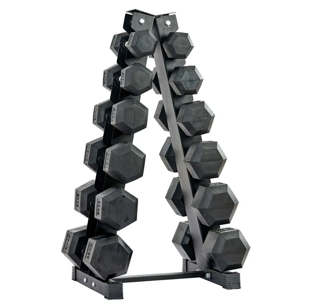 STRONGWAY™ Complete Hex Dumbbells Set with Storage Stand and Adjustable Weight Bench