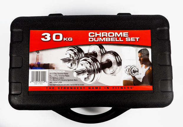 Strongway™ 30KG Chrome Dumbbells Adjustable Weight Set with Storage Box - Strongway Gym Supplies