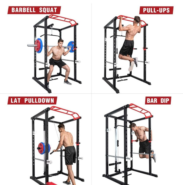 50KG/70KG/100KG Olympic Weight Plates + 6FT or 7FT Barbell + Multi-Gym Squat Rack