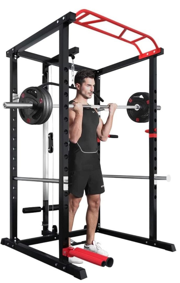 50KG/70KG/100KG Olympic Weight Plates + 6FT or 7FT Barbell + Multi-Gym Squat Rack