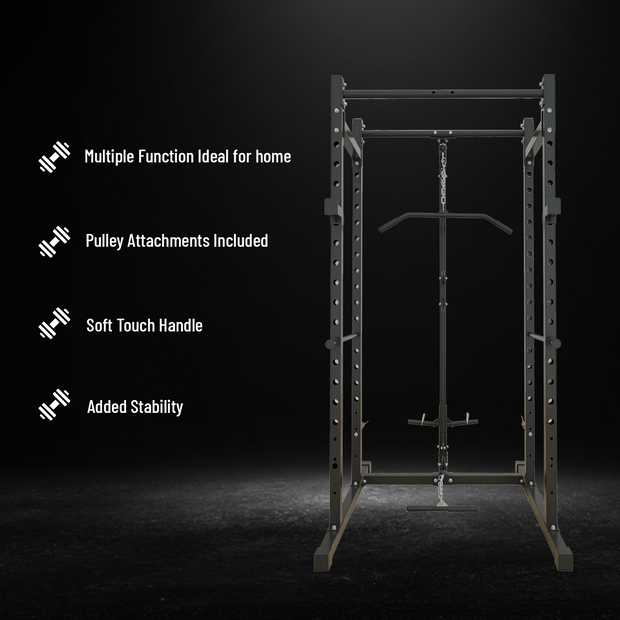 50KG / 70KG / 100KG Olympic Weight Plates + 6FT or 7FT Olympic Barbell + Multi-Gym Squat Rack (Power Cage with Cable Pulley System) + Adjustable Weight Bench