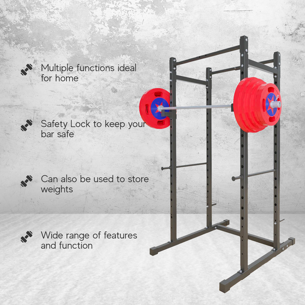 50KG / 70KG / 100KG Olympic Weight Plates + 6FT or 7FT Olympic Barbell + Multi-Gym Squat Rack (Power Cage) + Adjustable Weight Bench