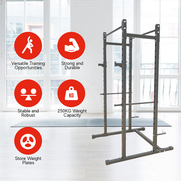 50KG / 70KG / 100KG Olympic Weight Plates + 6FT or 7FT Olympic Barbell + Multi-Gym Squat Rack (Power Cage)