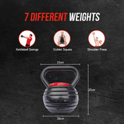 Strongway Gym Supplies BLACK Strongway 18KG Adjustable Kettlebell