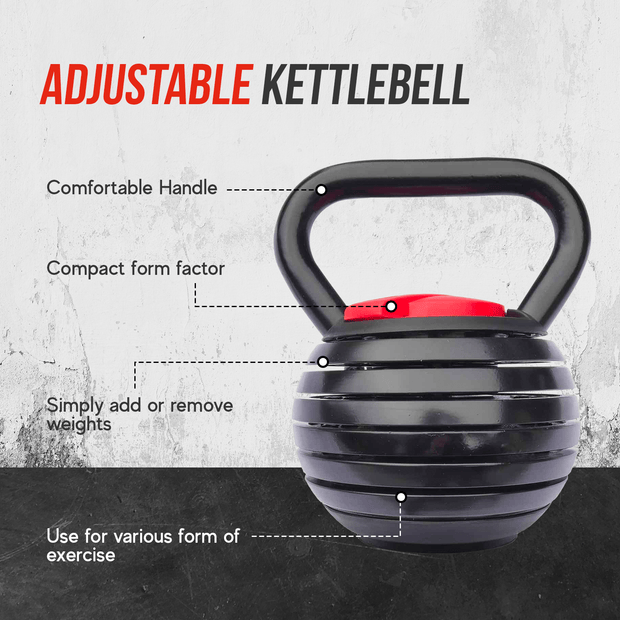 Strongway Gym Supplies BLACK Strongway 18KG Adjustable Kettlebell
