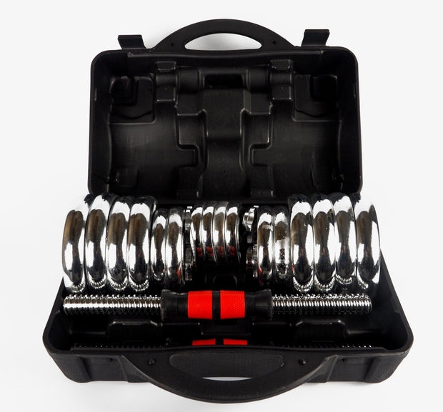 Strongway Gym Supplies Strongway™ 30KG Chrome Dumbbells Adjustable Weight Set with Storage Box
