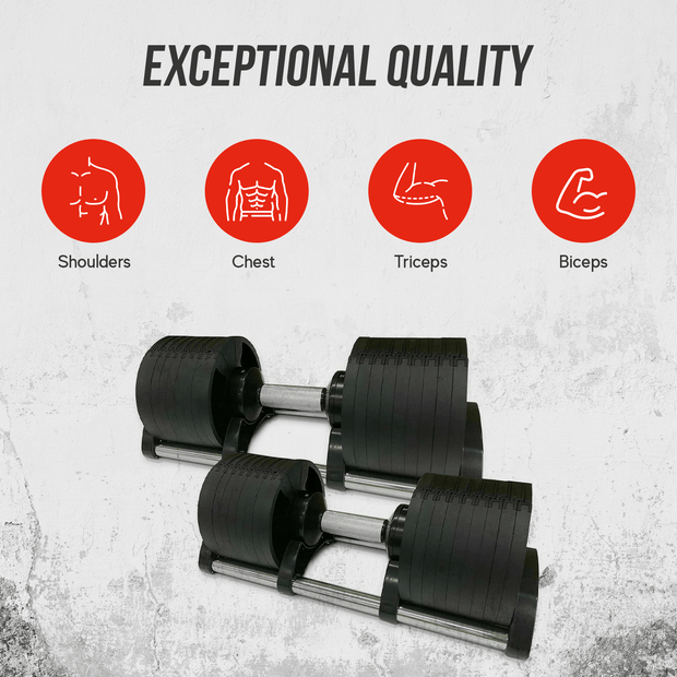 Strongway Gym Supplies Strongway 32KG Adjustable Dumbbells Set (PAIR) with Stand