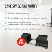 Strongway Gym Supplies Strongway 32KG Adjustable Dumbbells Set (PAIR) with Stand