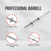 Strongway Gym Supplies 6FT Olympic Barbell Strongway 6FT 1 INCH Bar Barbell - (330LBS/150KG Rated)