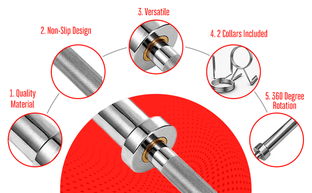 Strongway Gym Supplies 6FT Olympic Barbell Strongway 6FT Olympic Bar Barbell - (550LBS/250KG Rated)