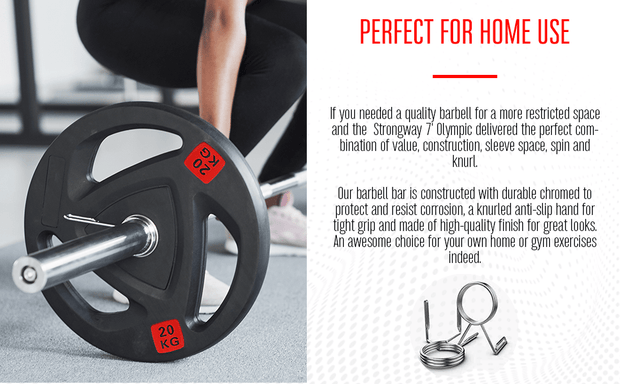 Strongway Gym Supplies 7FT Olympic Barbell Strongway 7FT OLYMPIC BAR BARBELL - 20KG (700LBS/320KG RATED)