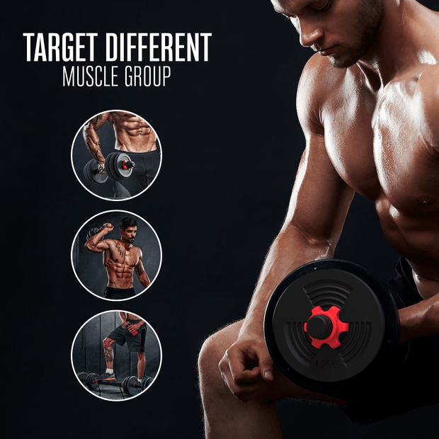 Strongway Gym Supplies STRONGWAY™ Adjustable 6 in 1 Dumbbell Barbell Kettlebell Push Up Set - 20KG 30KG 40KG SETS