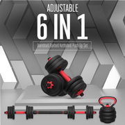 Strongway Gym Supplies STRONGWAY™ Adjustable 6 in 1 Dumbbell Barbell Kettlebell Push Up Set - 20KG 30KG 40KG SETS