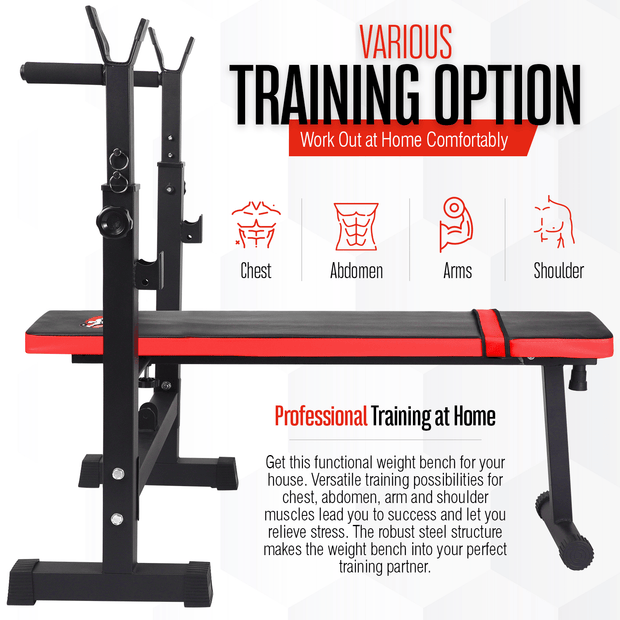 Strongway Gym Supplies Strongway Adjustable Weight Bench with Barbell Rack
