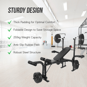 Strongway Gym Supplies Strongway Multi Gym - Adjustable Weight Bench with Barbell Rack (Foldable)