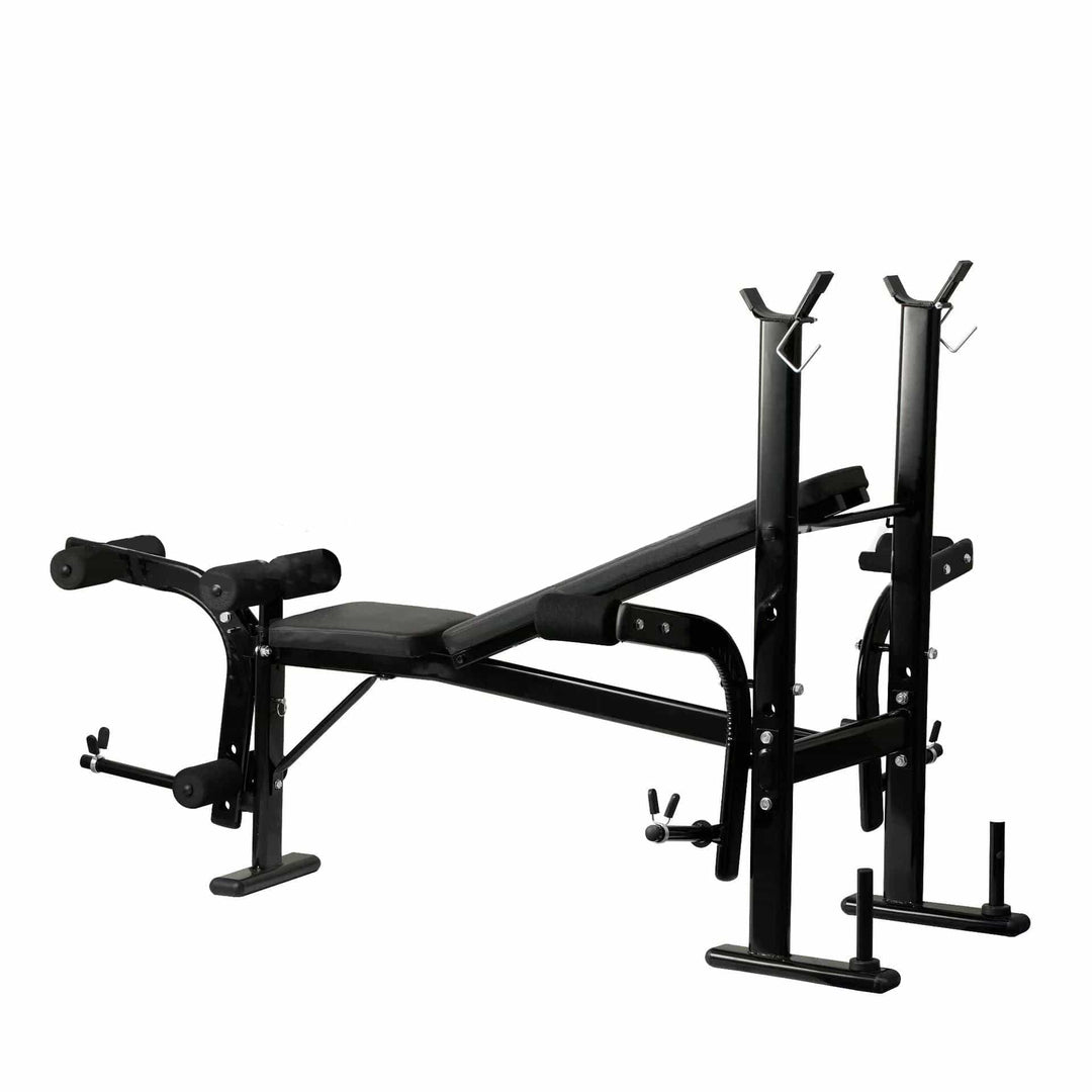 Multi Gym Machine Adjustable Weight Bench with Barbell Rack