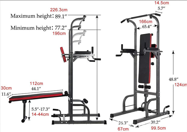 Strongway Gym Supplies Strongway Multi-Gym Power Tower Dip Station with Bench and Pull Up Bar