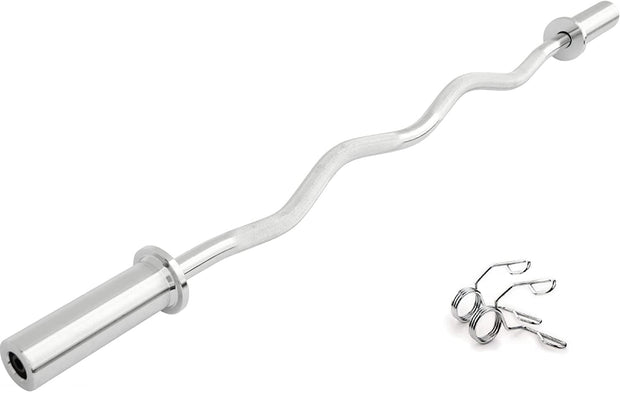 Strongway Gym Supplies Olympic EZ Barbell EZ Curl Bar (Chrome) Strongway™ Olympic EZ Curl Bar (330LBS Rated)