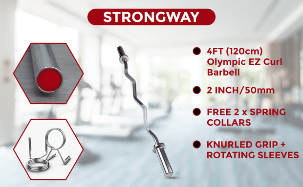 Strongway Gym Supplies Olympic EZ Barbell Strongway™ Olympic EZ Curl Bar (330LBS Rated)